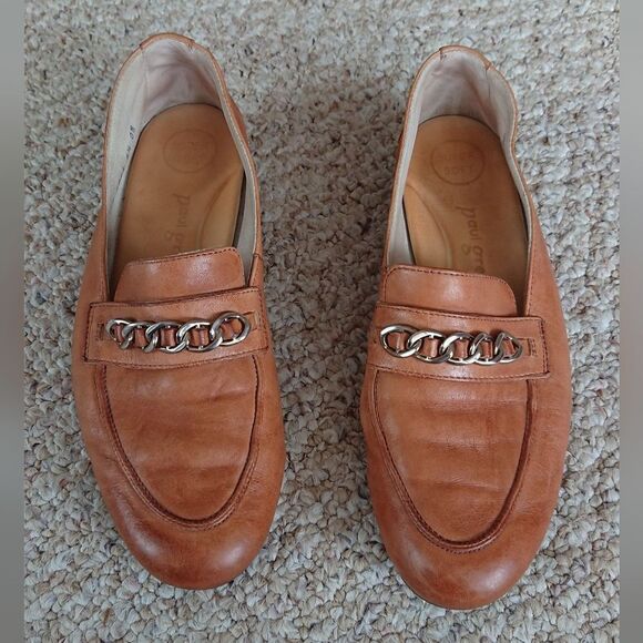 Paul Green Brown Leather classic Loafers with Chain Detail size 7 - Picture 1 of 12